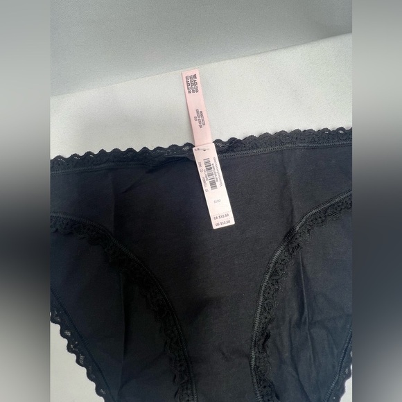Victoria’s Secret THE LACIE Lace-Trim Cotton High-Leg Brief Panty Black NWT - Picture 12 of 12